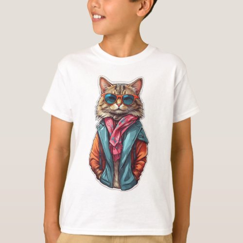 Purrfectly Chic Feline Vibes _ Trendy Cat Sticker  T_Shirt