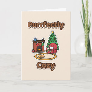 Purrfectly Cozy Christmas Cats Fireplace Card