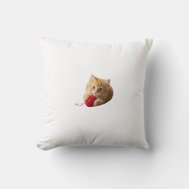 Purrfectly Cute Tee Throw Pillow (Front)