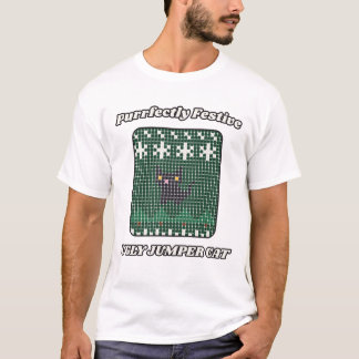 Purrfectly Festive Black Cat Christmas Jumper T-Shirt