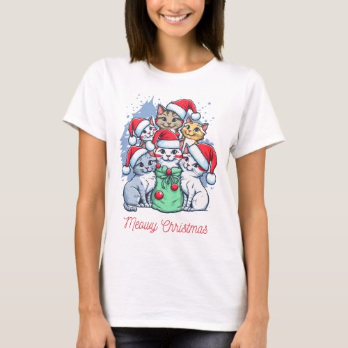 Purrfectly Festive Catmas Wishes Trio T_Shirt