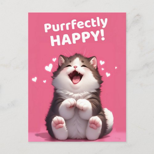 Purrfectly Happy Spread Pawsitive Vibes Kitten Postcard