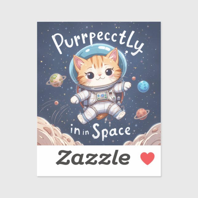 Purrfectly in Space Cat Astronaut Cute Kawaii Sticker (Sheet)