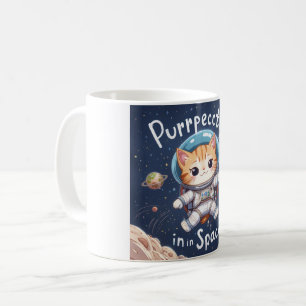 Purrfectly in Space Mug Cute Kawaii Astronaut Cat