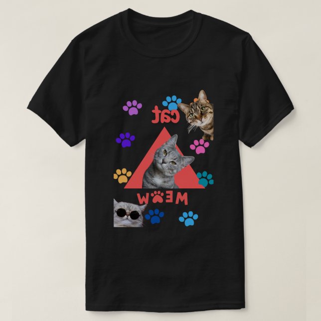 Purrfectly Playful: A Colorful Cat Design T-Shirt (Design Front)
