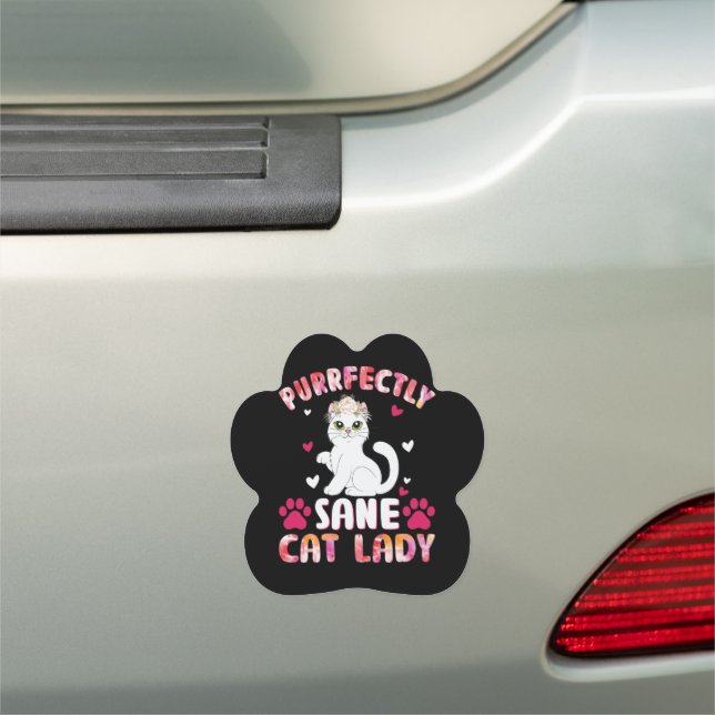 Purrfectly Sane Cat Lady Car Magnet (In Situ)