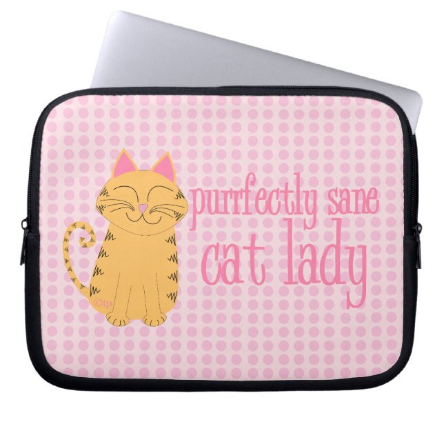Purrfectly Sane Cat Lady Laptop Sleeve (Front)