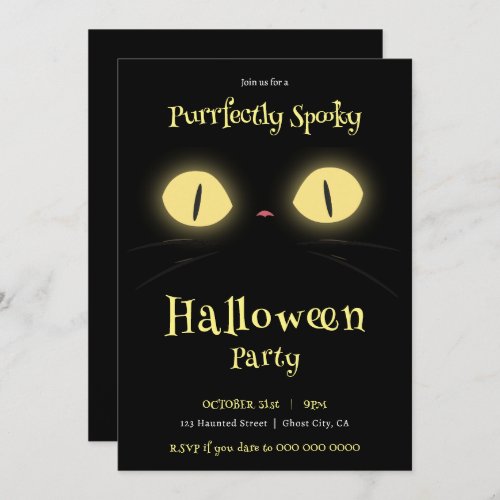 Purrfectly Spooky Cat Lovers Halloween Party Invitation