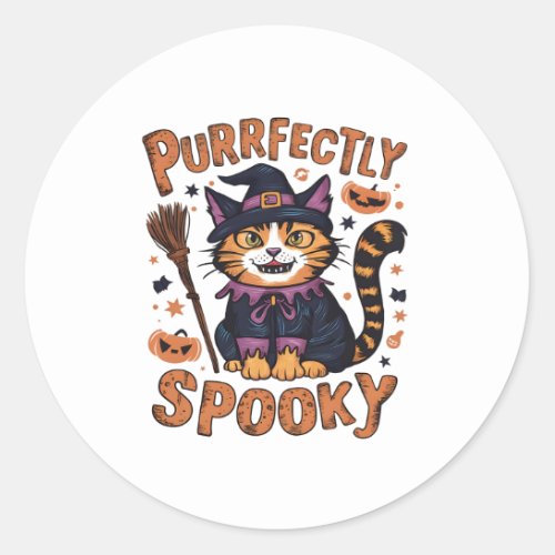 Purrfectly Spooky Classic Round Sticker