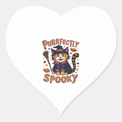 Purrfectly Spooky Heart Sticker