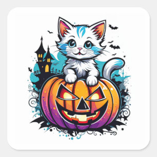 Purrfectly Spooky Square Sticker