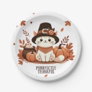 Purrfectly Thankful cat Paper Plates