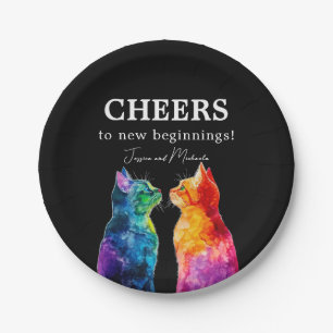 “Purrfectly Yours: A Rainbow Love Story Paper Plates
