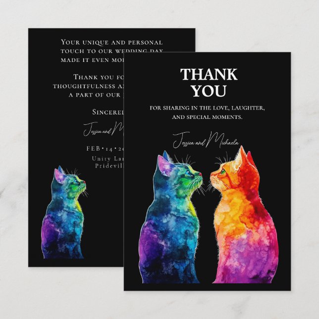 🌈  Purrfectly Yours: Purrfectly  Thank You Card (Front/Back)