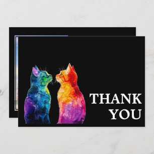 🌈 Purrfectly Yours: Rainbow Love Thank You Card
