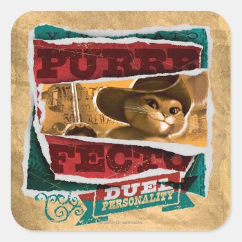 Purrfecto Square Sticker by pussinboots at Zazzle