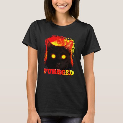 Purrged funny cat from hell illustration T_Shirt