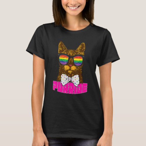 Purride Cat Bisexual Gay Pride Rainbow LGBT Sungla T_Shirt