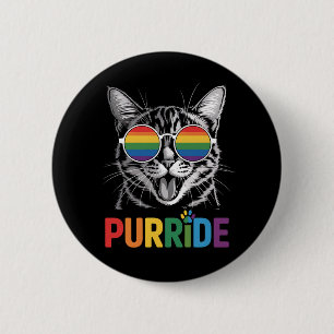 Purride Cat Gay Lesbian Rainbow LGBTQ Ally Pride Button