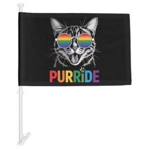 Purride Cat Gay Lesbian Rainbow LGBTQ Ally Pride Car Flag