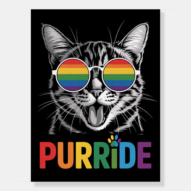 Purride Cat Gay Lesbian Rainbow LGBTQ Ally Pride Foam Board (Front)