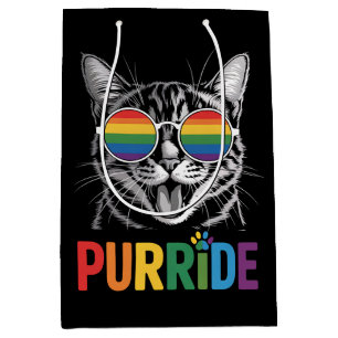 Purride Cat Gay Lesbian Rainbow LGBTQ Ally Pride Medium Gift Bag