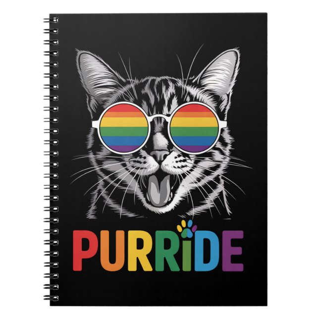 Purride Cat Gay Lesbian Rainbow LGBTQ Ally Pride Notebook (Front)