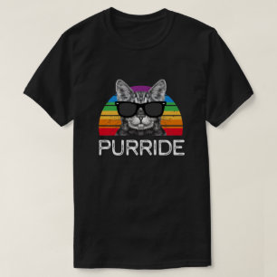 Purride Cat Gay Pride Month Rainbow Retro Funny T-Shirt
