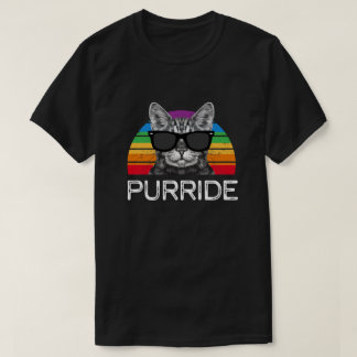 Purride Cat Gay Pride Month Rainbow Retro Funny T-Shirt