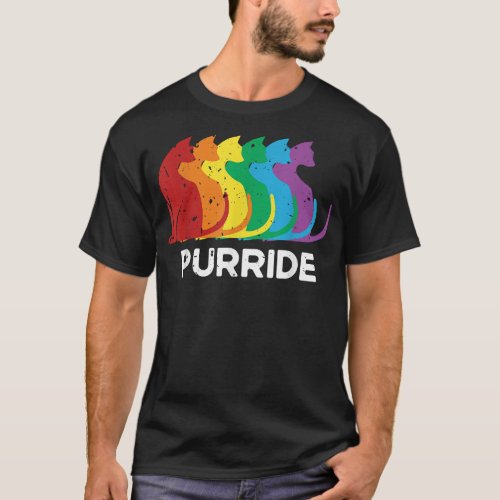 Purride Cat Pride Ally LGBT Community Rainbow Prid T_Shirt