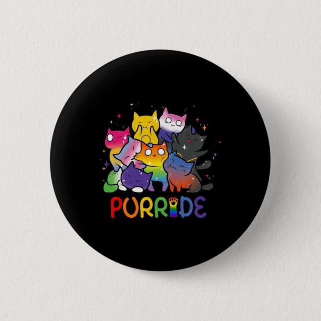 Purride Cat Pride Ally Lgbt Rainbow Animal Lovers  Button (Front)