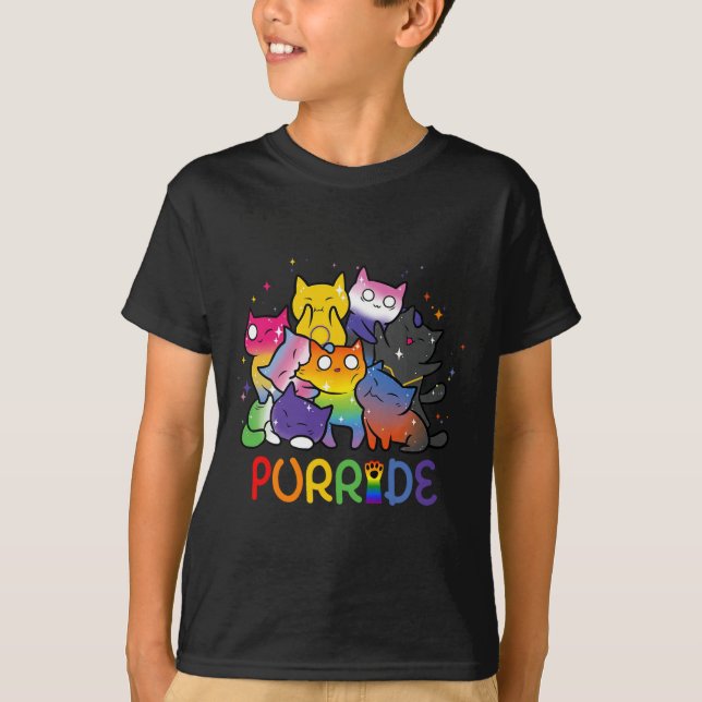 Purride Cat Pride Ally Lgbt Rainbow Animal Lovers  T-Shirt (Front)
