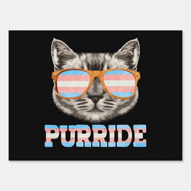 Purride Cat Pride LGBT Transgender Flag Trans Pet Sign (Front)