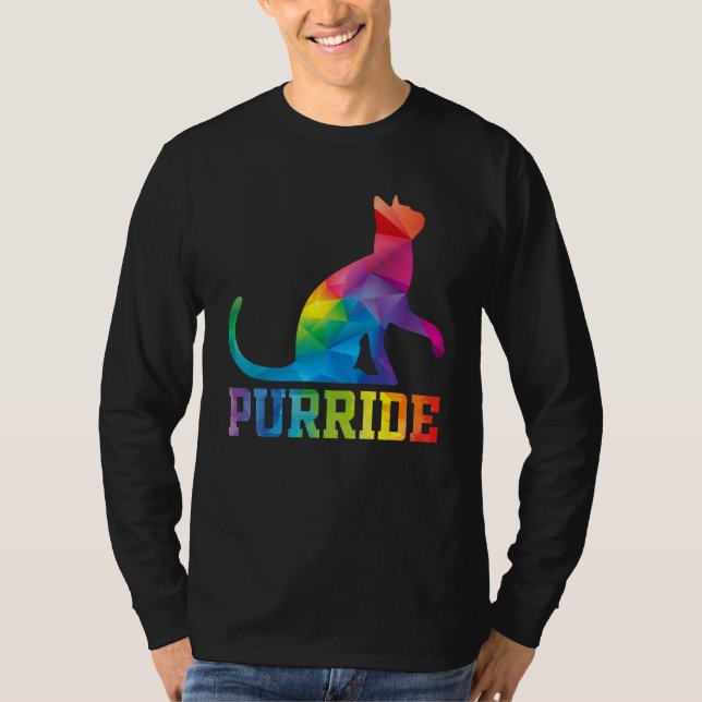 Purride Cat  Pride Month Gay Rights Rainbow Cat T-Shirt (Front)
