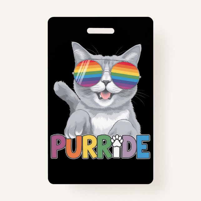 Purride Cat Sunglasses Gay Pride Rainbow LGBTQ Badge (Front)