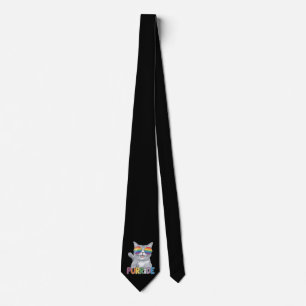 Purride Cat Sunglasses Gay Pride Rainbow LGBTQ Neck Tie