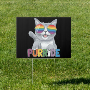 Purride Cat Sunglasses Gay Pride Rainbow LGBTQ Sign
