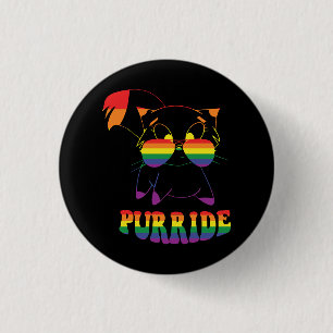 Purride Cute Gay Cat Lesbian Rainbow Button