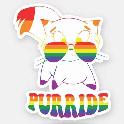 Purride  Cute Gay Cat  Lesbian  Rainbow Sticker