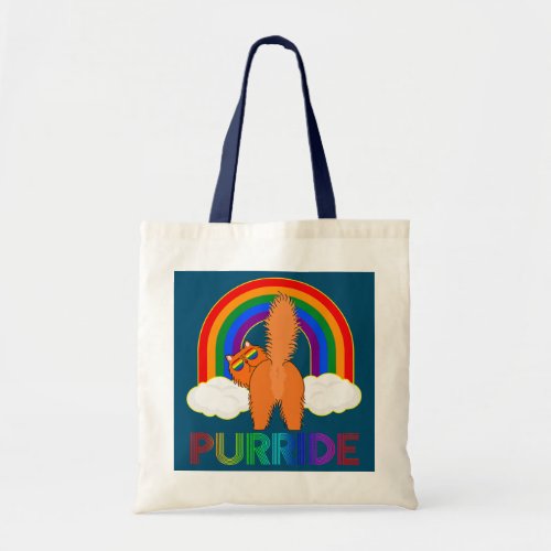 Purride Funny Cat Pride LGBTQ Rainbow Sunglasses  Tote Bag