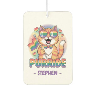 Purride – Orange Cat with Pride LGBTQ Flag Air Freshener