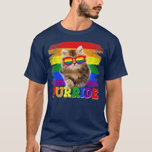 Purride  Pride Cat Gay LGBTQ Rainbow Flag Cat Love T_Shirt