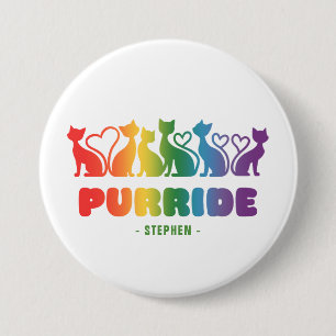 Purride – Rainbow Cat Silhouette LGBTQ+ Pride Pun Button