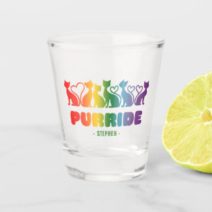 Purride – Rainbow Cat Silhouette LGBTQ+ Pride Pun Shot Glass