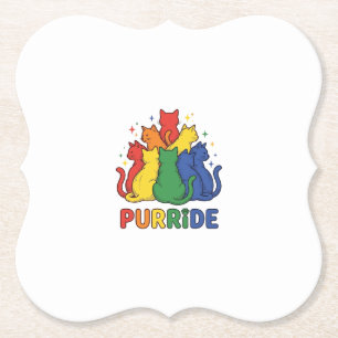 Purride Rainbow Cat Vintage Vector Design_1 Paper Coaster