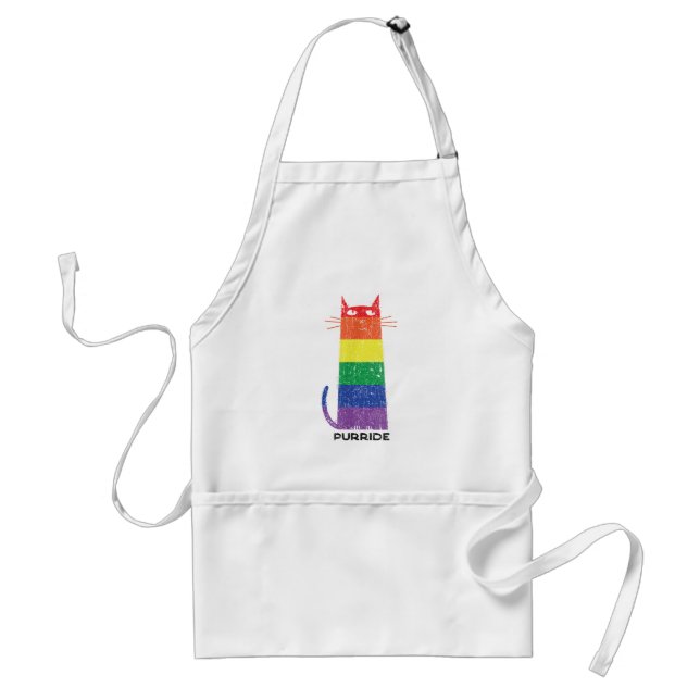 Purride Shirt LGBT Funny Gay Pride Cat Saying Grap Adult Apron (Front)