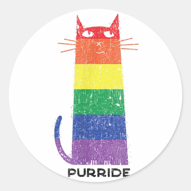 Purride Shirt LGBT Funny Gay Pride Cat Saying Grap Classic Round Sticker (Front)