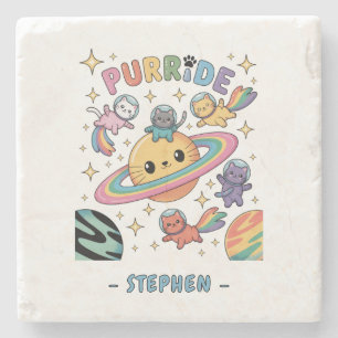 Purride Space Cats – Kawaii Astronaut Cats Stone Coaster