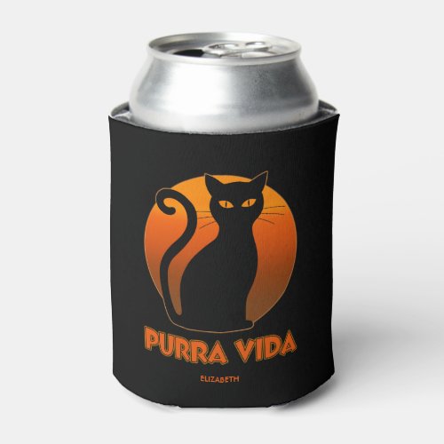 Purring Cat And Sun Purra Vida Pure Life Funny Can Cooler