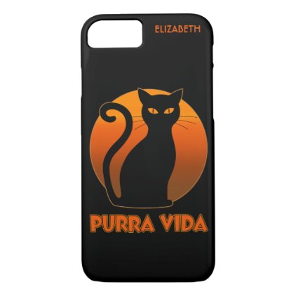 Purring Cat And Sun Purra Vida Pure Life Funny iPhone 8/7 Case